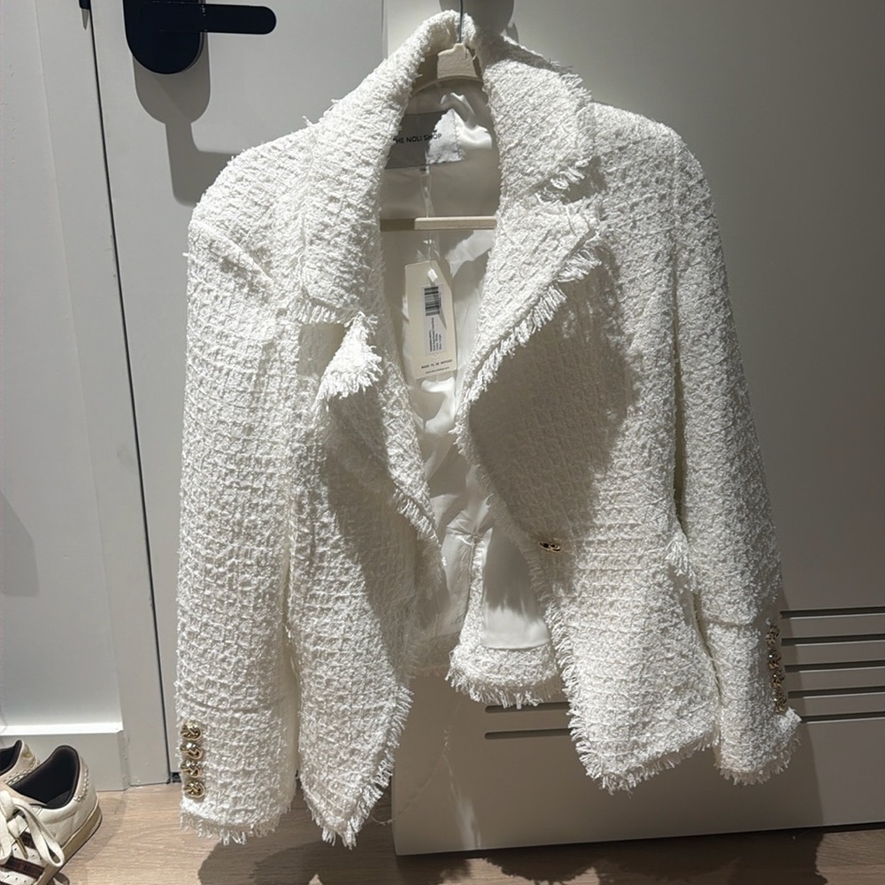 White fringe blazer